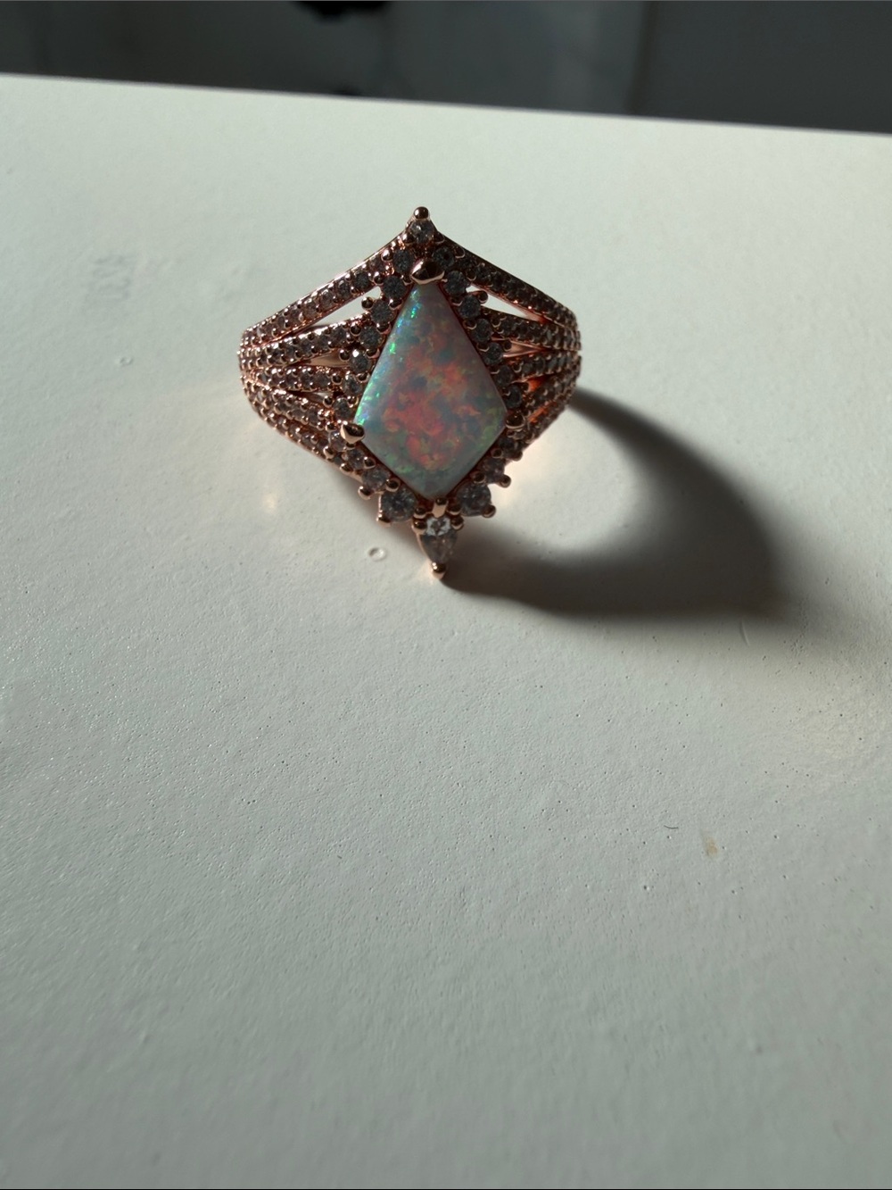 Rose Gold Opal Kite-Cut Statement Ring